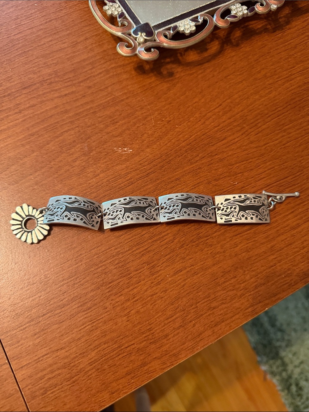 Alice Seely Southwestern Pewter Panel Bracelet